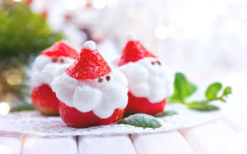 Fresas con forma de Papá Noel