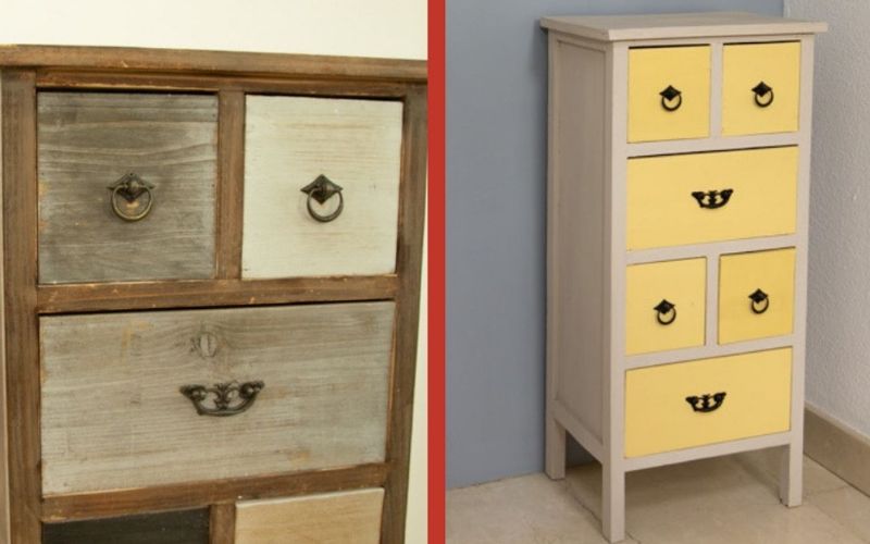 Antes y después del mueble restaurado