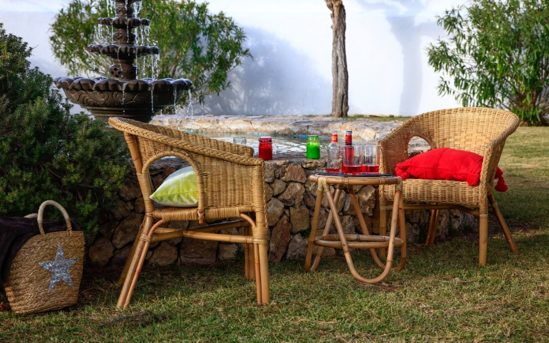 Muebles de terraza y jardín de ratán natural