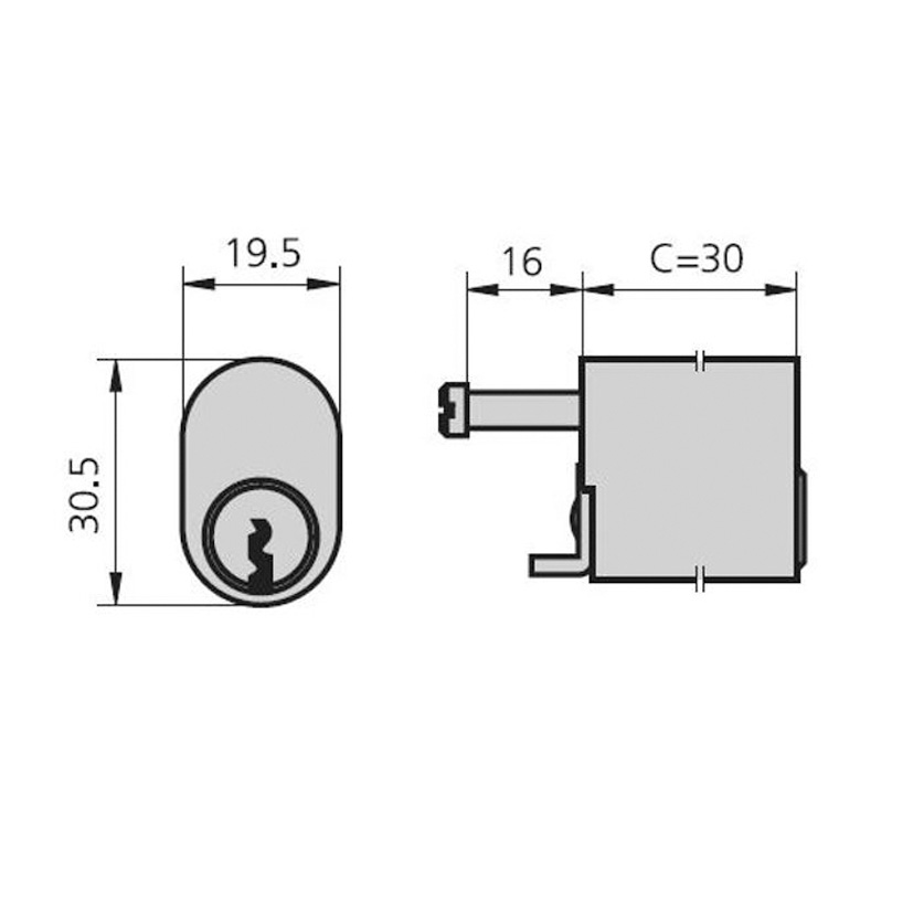Cvl Cilindro Ovalado Para Cerradura 5964 – 76 Mm Con 3 Llaves, Vástagos Y Acabado Niquelado