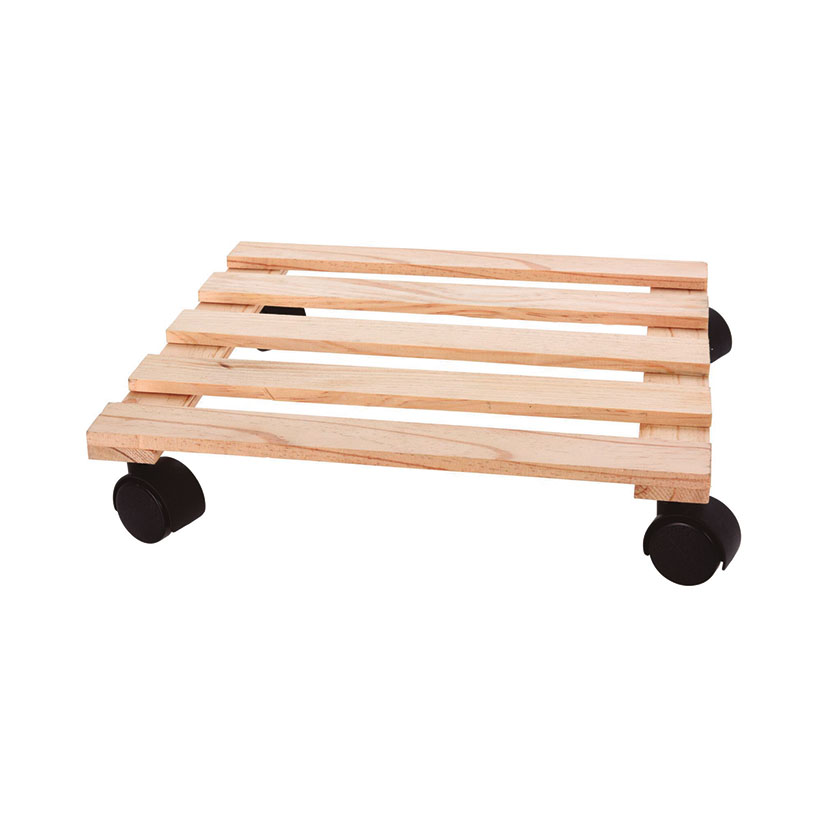 Soporte madera para macetas con ruedas 28x28 Ferreterías cerca de ti