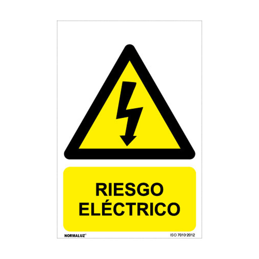 Señal peligro adhesiva NMZ2 "RIESGO ELÉCTRICO". (Envase completo) - Medida 100x150 Milímetros