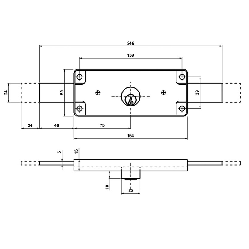Cerradura sobreponer transversal ILARGI modelo 11A