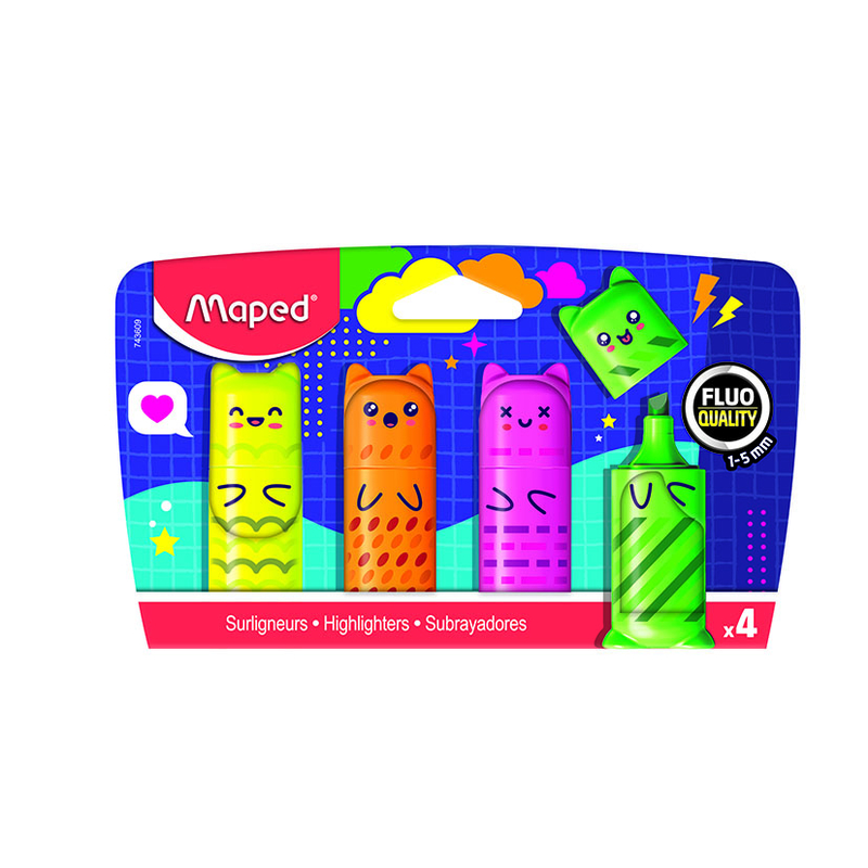 Subrayador fluor en 4 colores