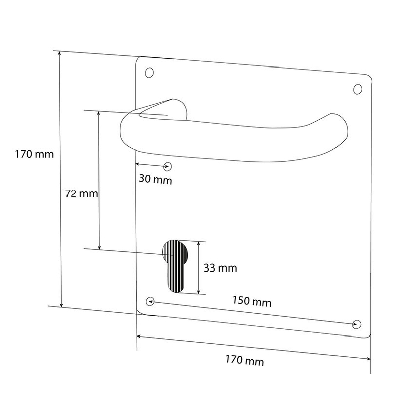 Manilla placa cuadrada JANDEL SV-F336 bocallave 72 mm