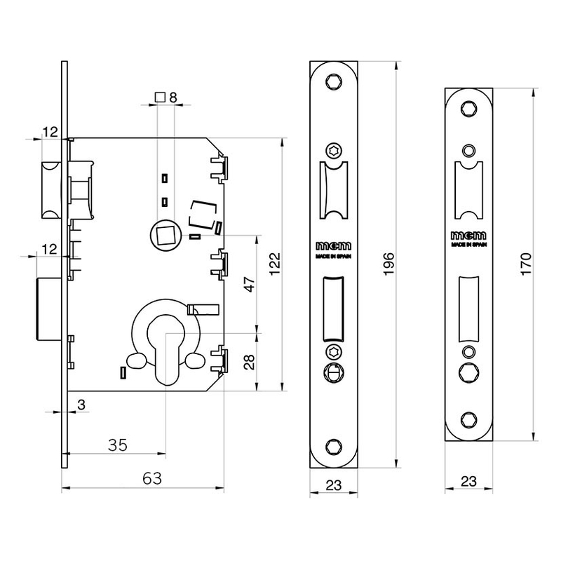 Cerradura picaporte embutir MCM madera 2501