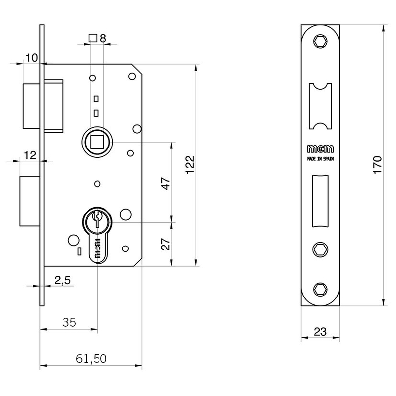 Cerradura embutir MCM madera modelo 1501 bricomatada