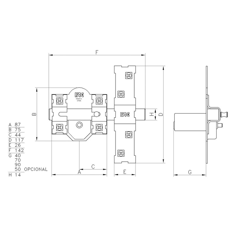 CERROJO FAC 300 HIDROELECTRICA DERECHAS NIQUEL