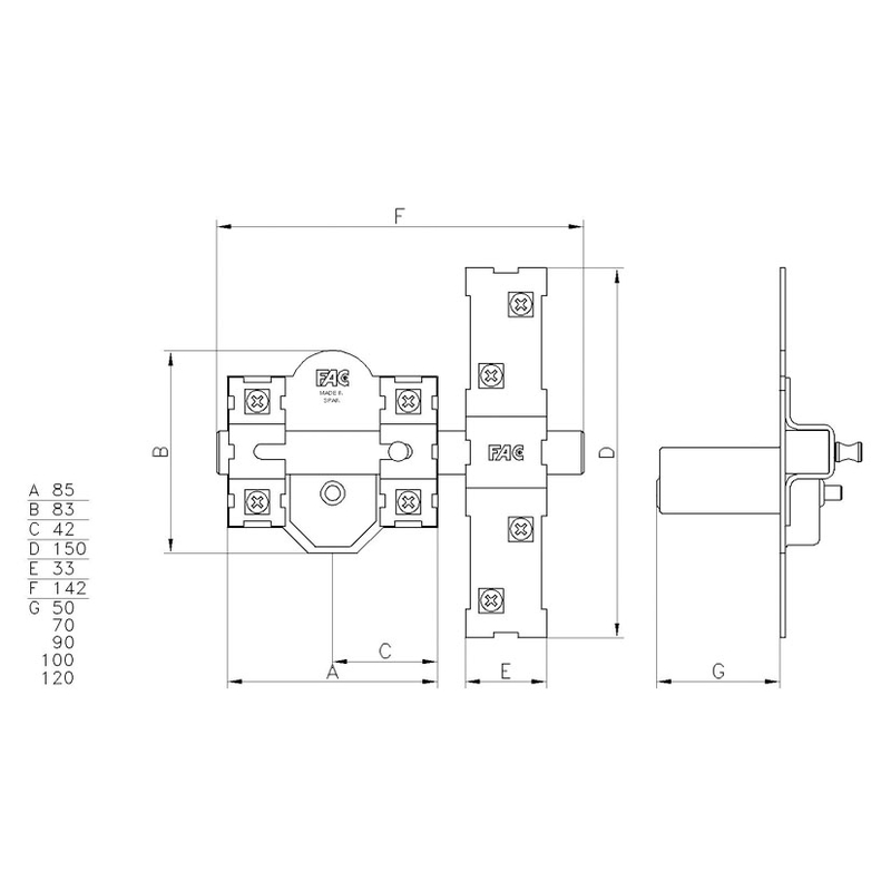 CERROJO FAC 301-RP 80 B-50 DORADO