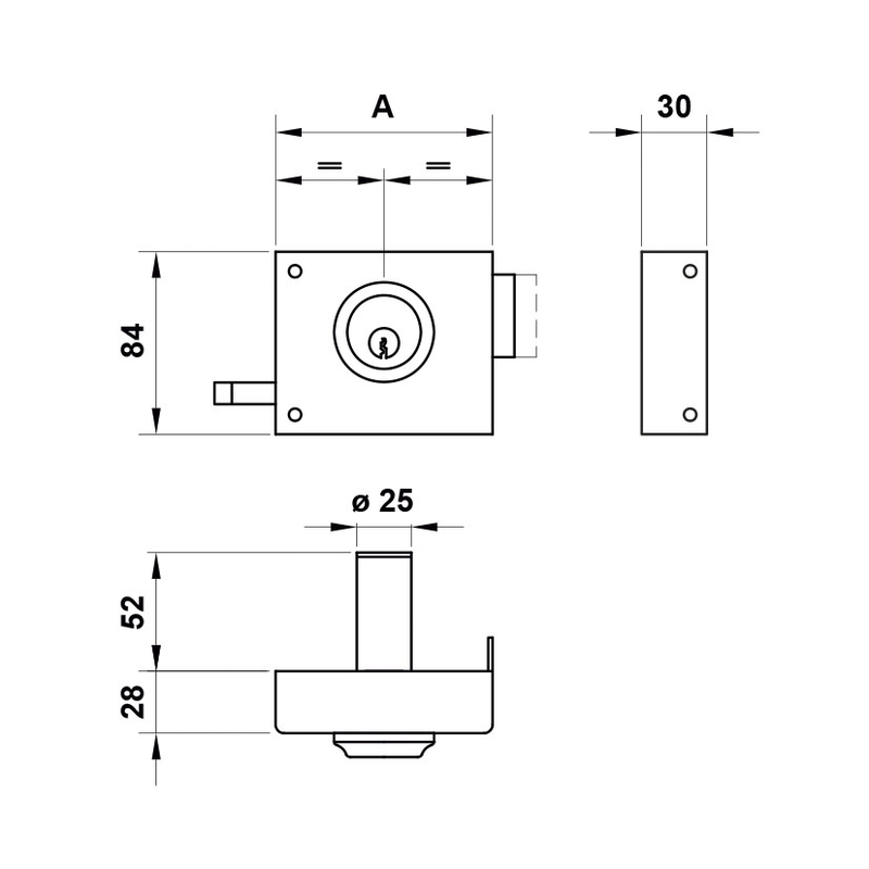 Cerradura sobreponer JIS modelo 12 100 mm