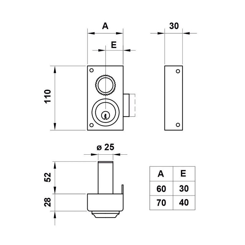 Cerradura sobreponer JIS modelo 34 60 mm