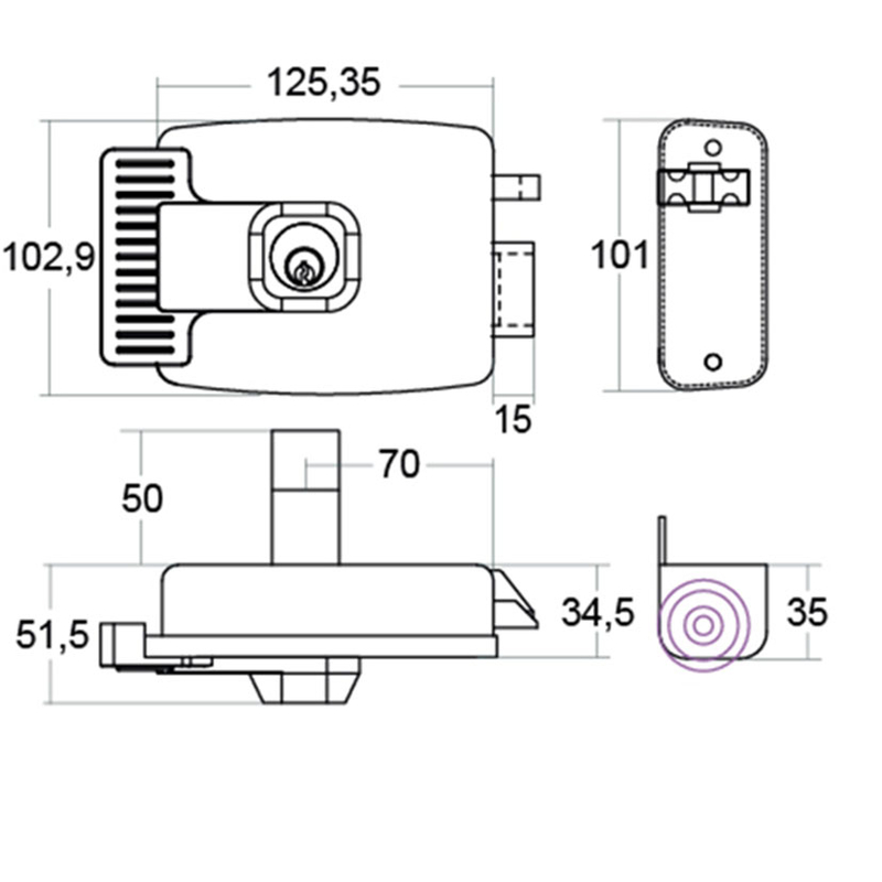 Cerradura sobreponer eléctrica JIS modelo 1902