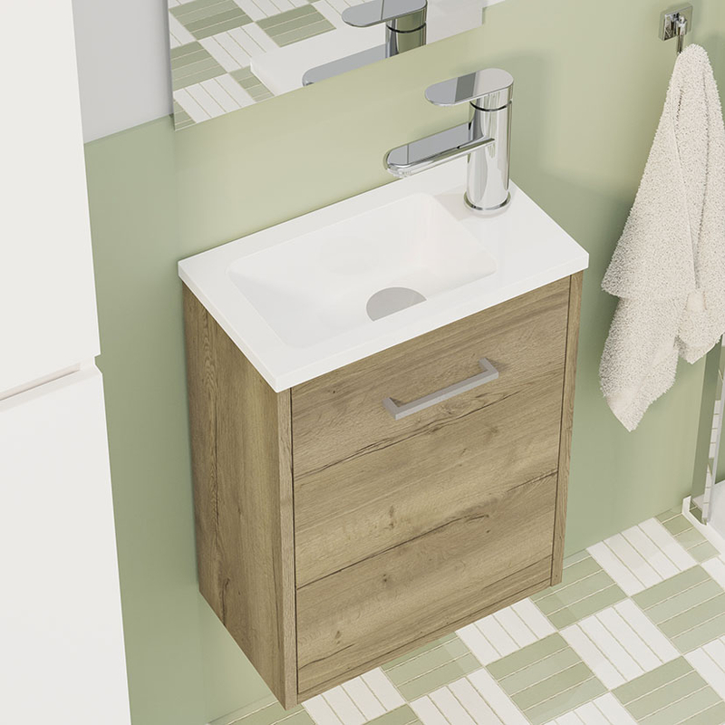 Conjunto lavamanos ALDAY Serie Slim roble claro