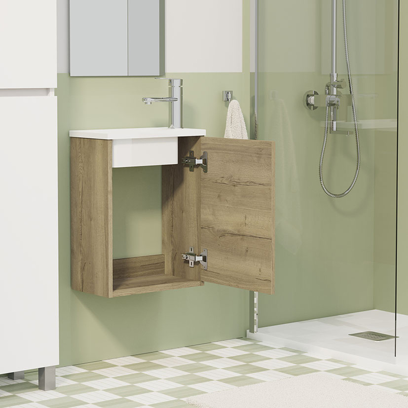 Conjunto lavamanos ALDAY Serie Slim roble claro
