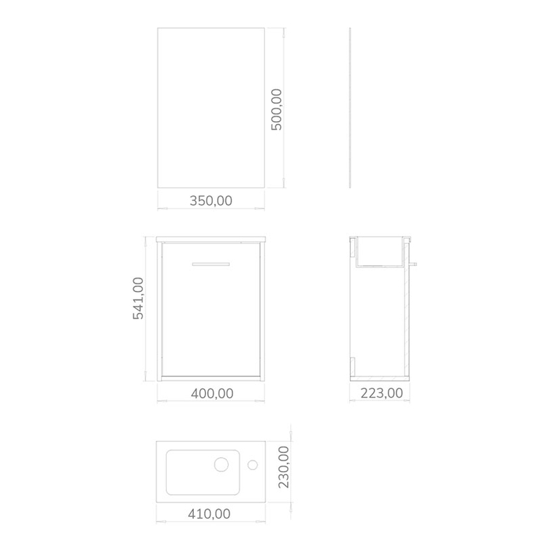 Conjunto lavamanos ALDAY Serie Slim roble claro