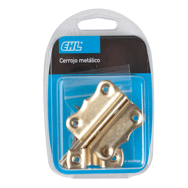Pasador cerrojo EHL hierro latonado con tornillos
