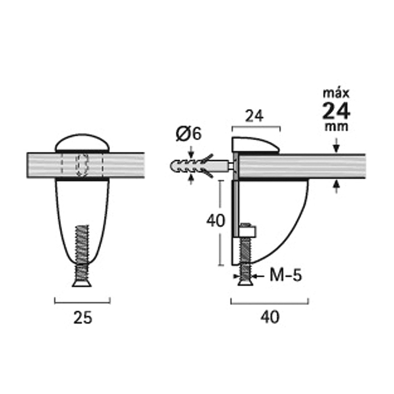 Soporte metálico EHL 25kg regulable 3-24mm