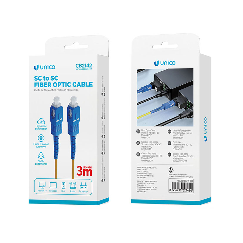 Cable fibra óptica UNICO interfaz SC-SC
