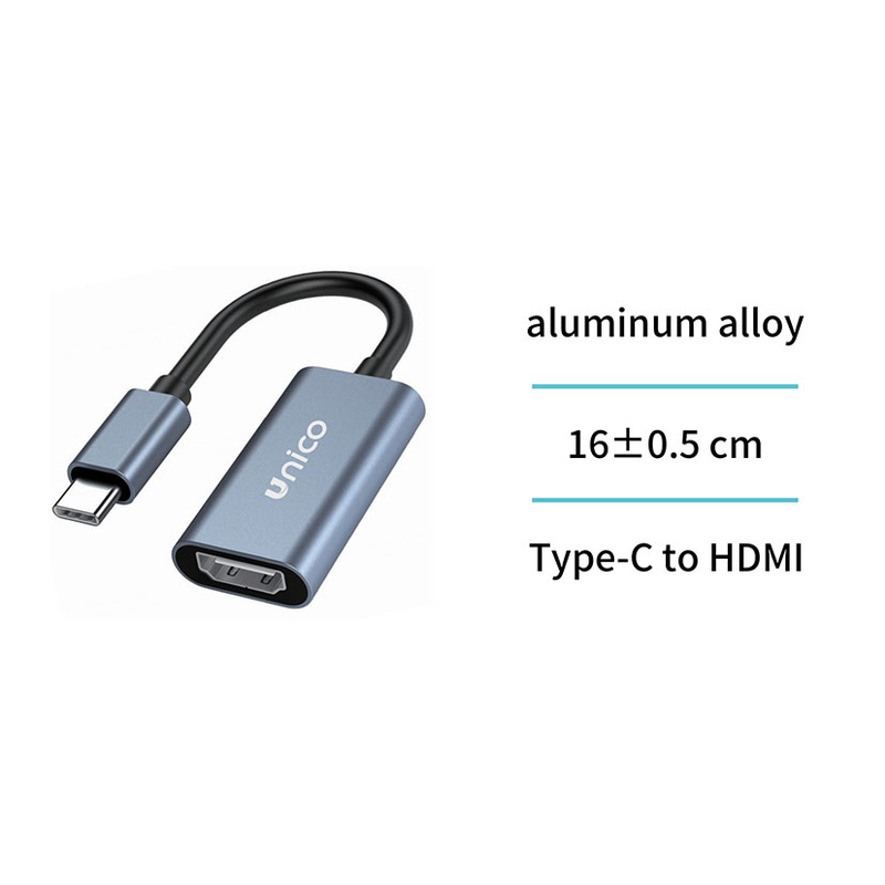 Adaptador USB C macho a HDMI macho UNICO Gris 4K