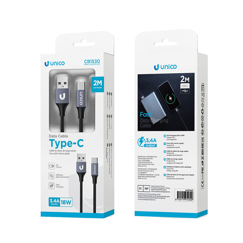 Cable UNICO USB-C 18W 3,4A
