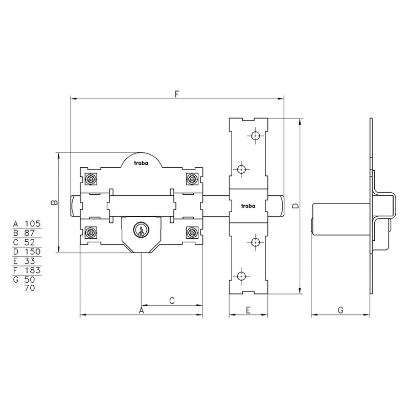 Cerrojo TRABA modelo 101L