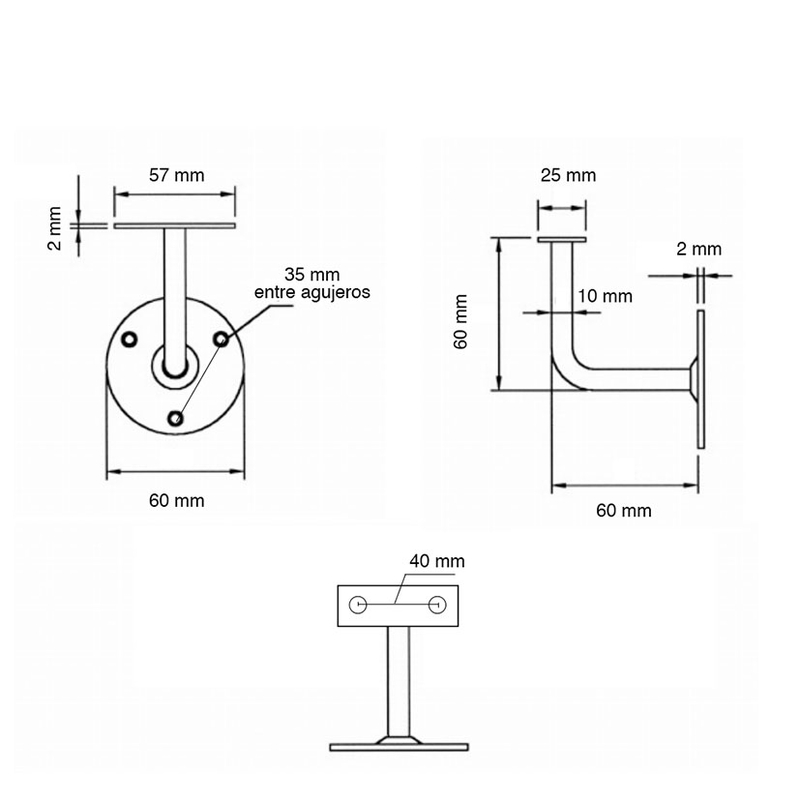 Soporte pasamanos. 5 unidades