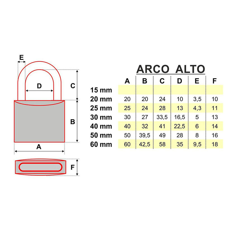 Candado EHL arco normal