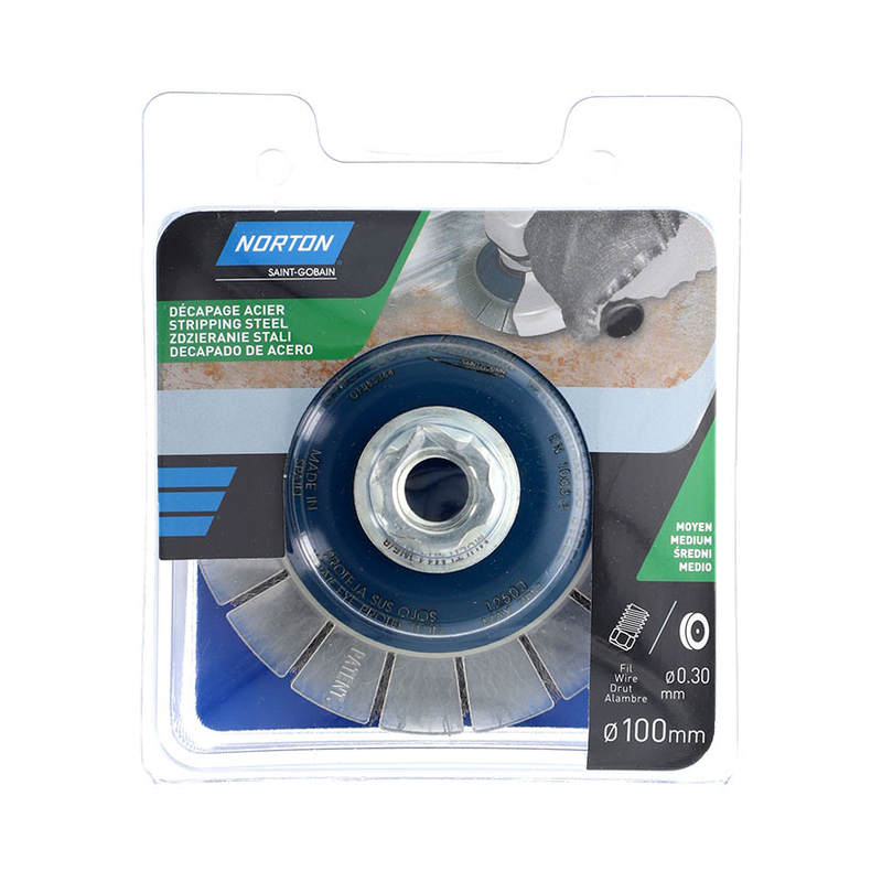 Cepillo taza cónico NORTON Expert con guarda alambre ondulado