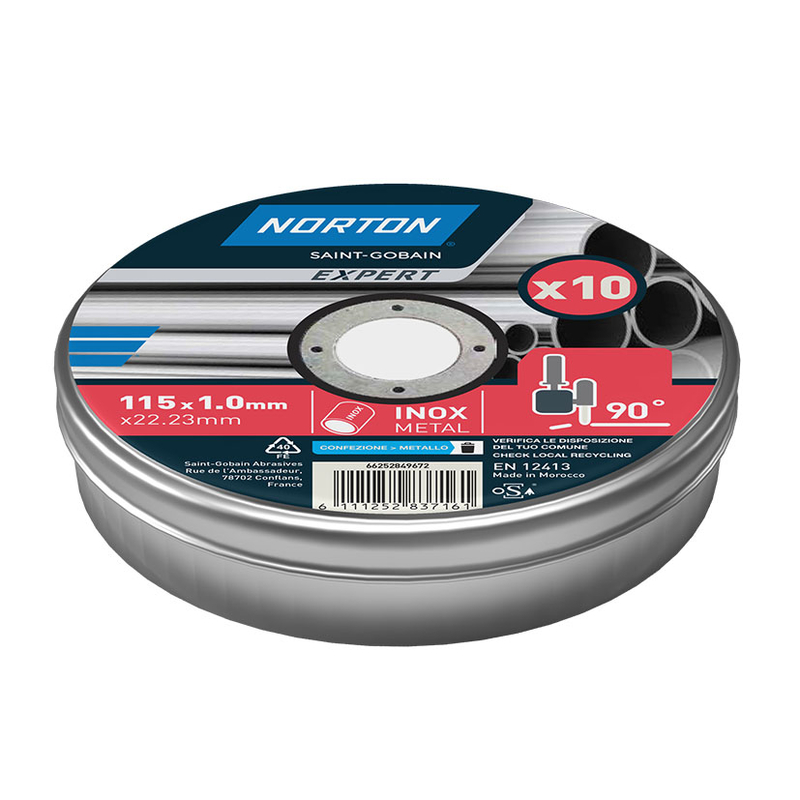 Pack 10 discos corte inox/metal NORTON Expert
