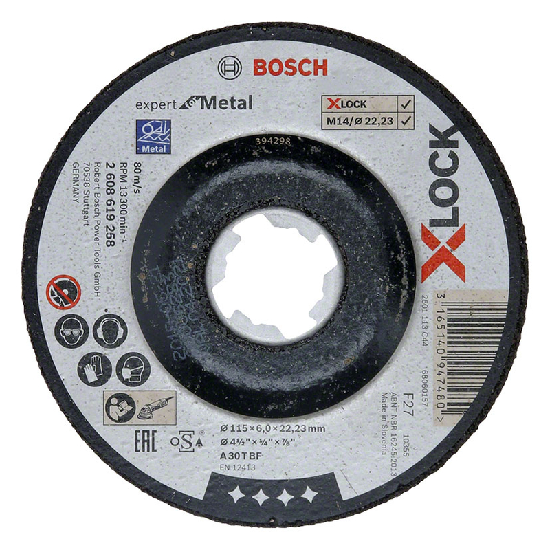 Disco desbaste metal BOSCH X-lock Expert  10 unidades