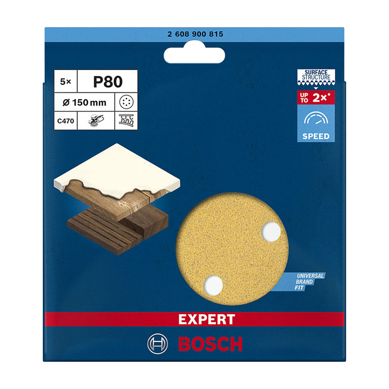 Disco abrasivo lijadora excéntrica 150 mm BOSCH C470  5 unidades