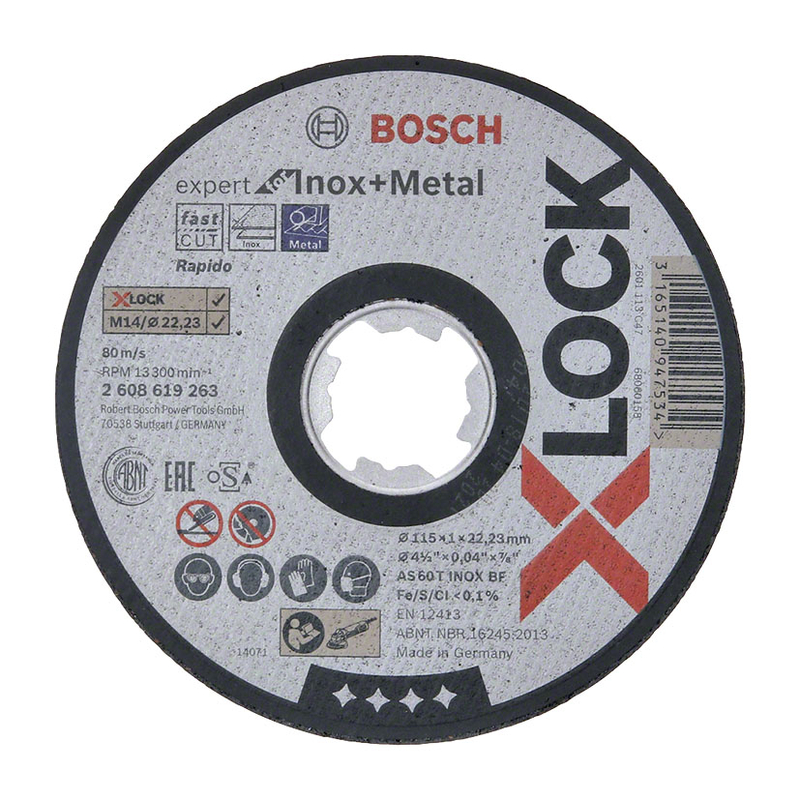 Disco corte inox metal BOSCH X-lock Expert  25 unidades
