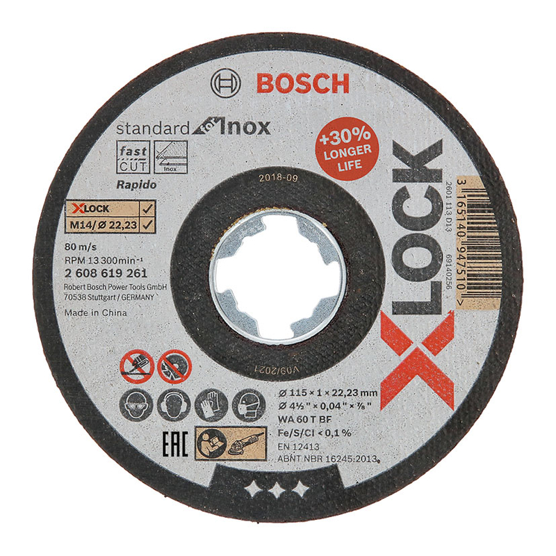Disco corte inox BOSCH X-lock Standard  25 unidades