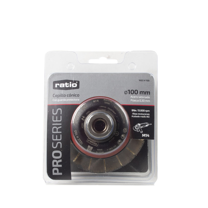 Cepillo abrasivo taza cónico con guarda protectora RATIO ø 100 mm ProSerie 1622