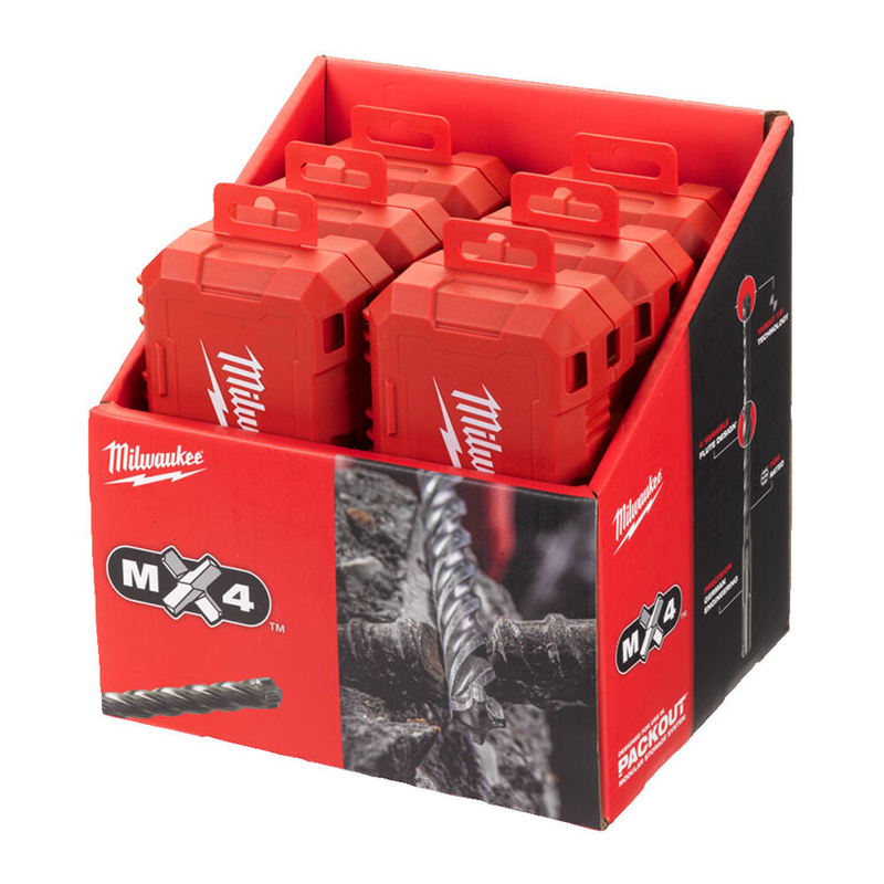 Juego 7 brocas para piedra MILWAUKEE SDS-Plus MX4™ - 4 cortes