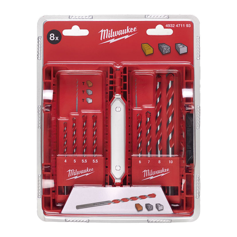 Juego 8 Brocas para pared MILWAUKEE Profesional
