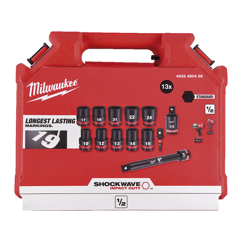 Estuche 13 vasos cortos 1/2" MILWAUKEE Impacto