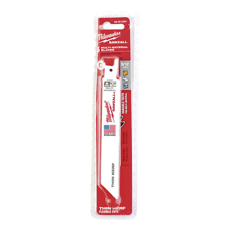 Set 5 sierras sable MILWAUKEE 8/12 tpi Universal metal  madera y plástico