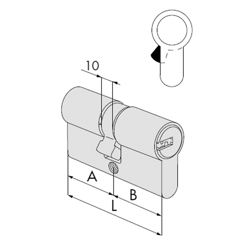 Cilindro CISA Asix leva corta 13,2 mm