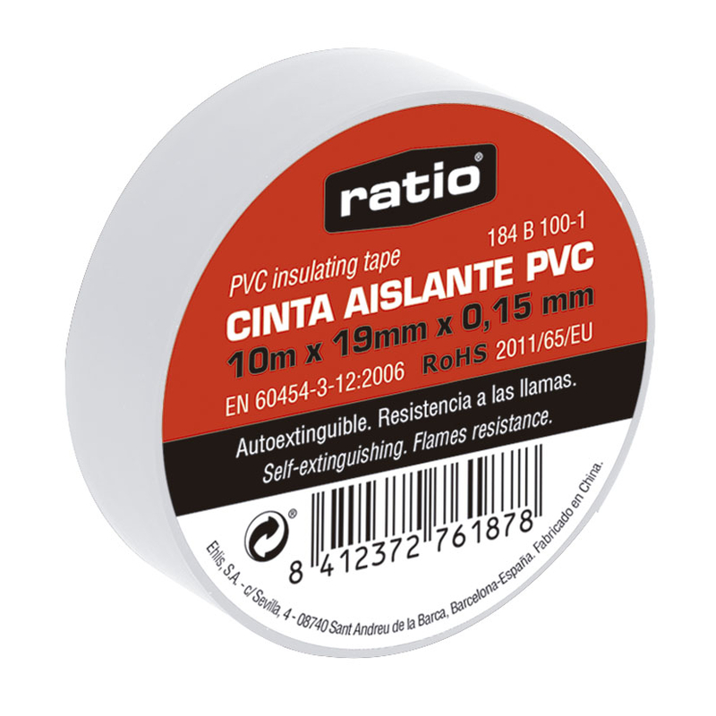 Cinta aislante PVC RATIO 10 m. 10 unidades