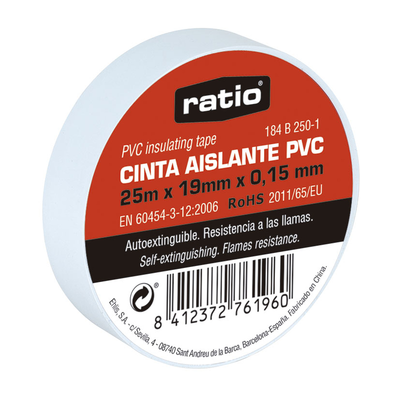 Cinta aislante PVC RATIO 25 m. 10 unidades