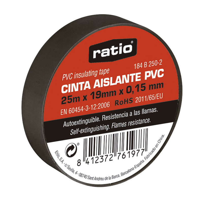 Cinta aislante PVC RATIO (Envase completo)