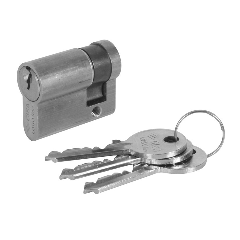 Cilindro CISA Logo Line niquelado mate leva larga 15 mm