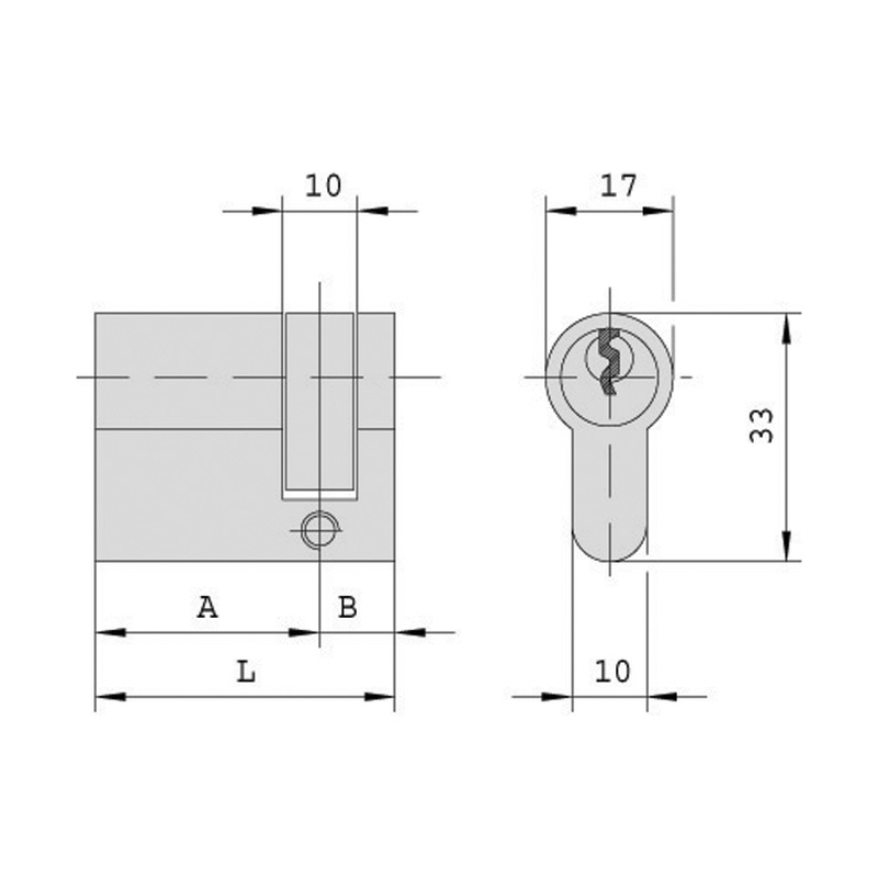 Cilindro CISA Logo Line excéntrica 13,2 mm níquel 70mm 30-40 mm