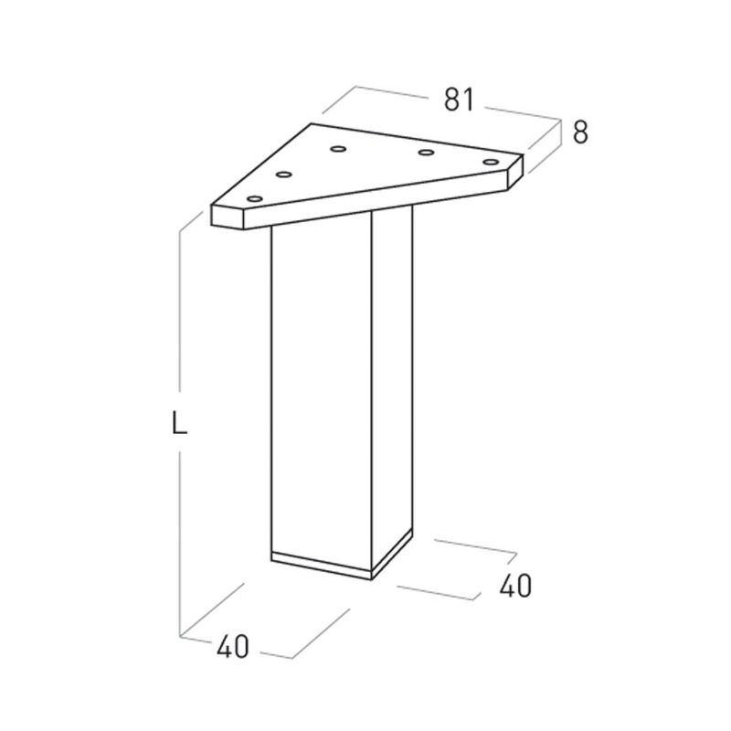 Pata mueble NESU aluminio mate cuadrada serie 5001