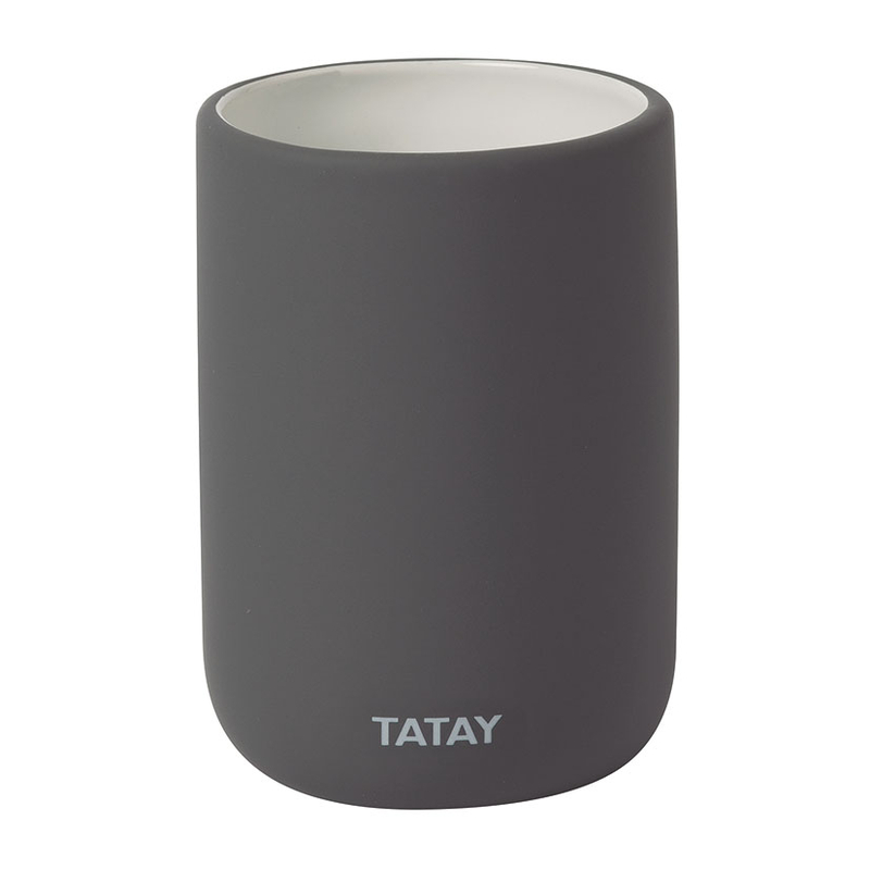 Vaso portacepillos TATAY Serie Soft gris antracita