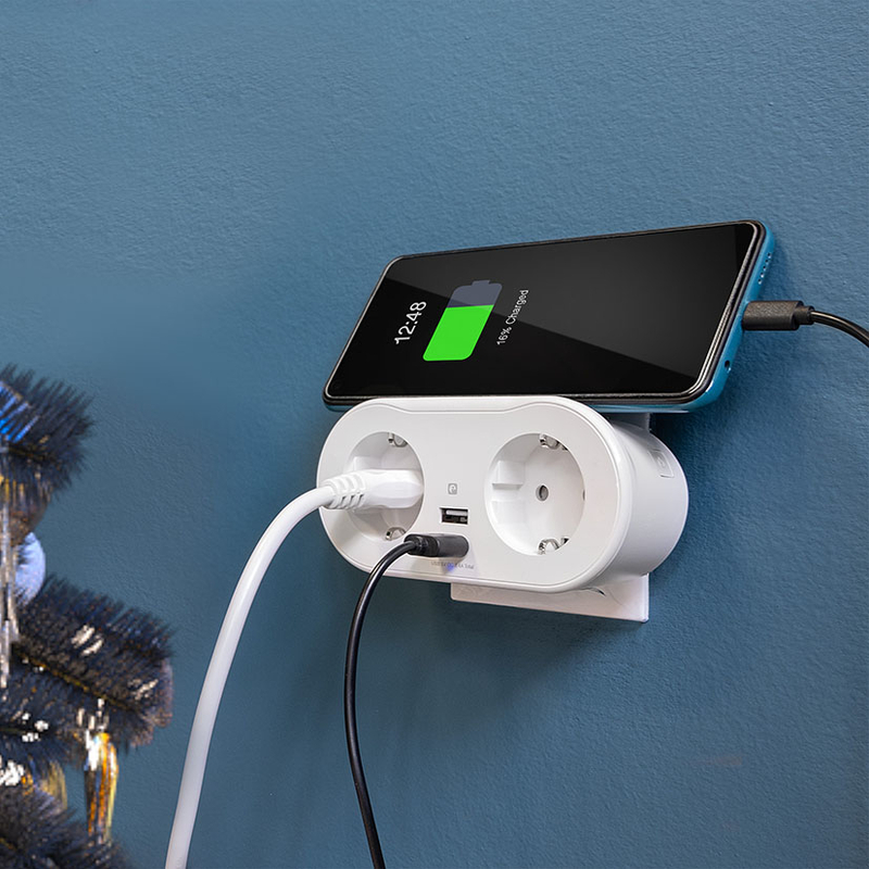 Enchufe doble Wifi GARZA con 2 tomas y 2 USB
