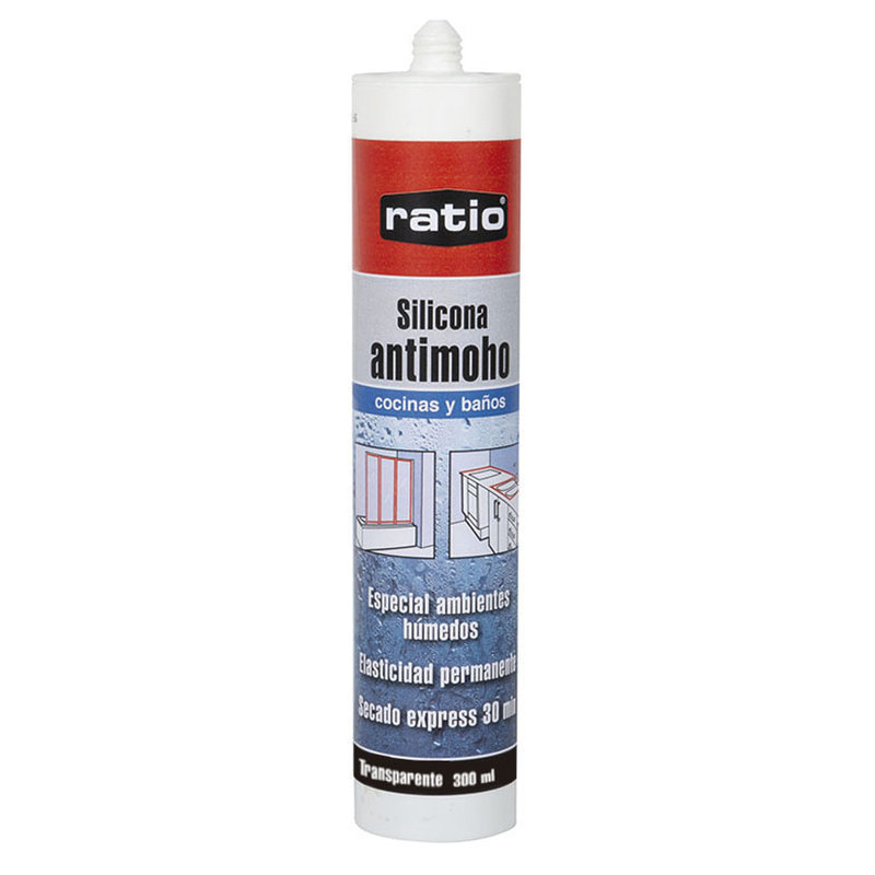 Silicona Antimoho RATIO cocinas y baños, 300 ml