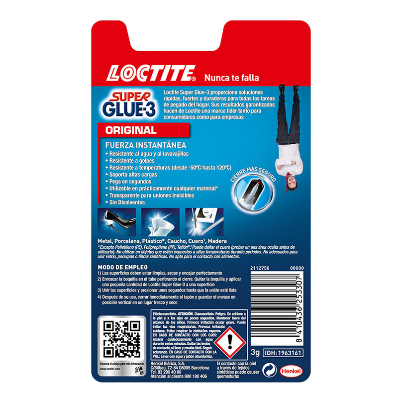 Pack 2 Adhesivos instantáneo Super Glue-3 Loctite 3 gr