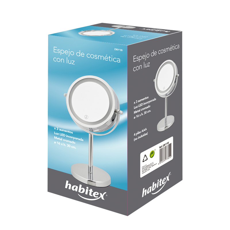 Espejo cosmética HABITEX con luz LED 3 aumentos